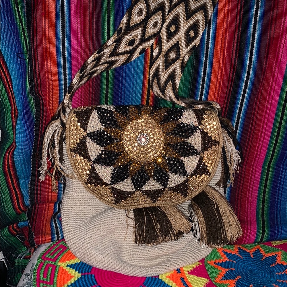 Bohemian Gold and Black Embellished Bag